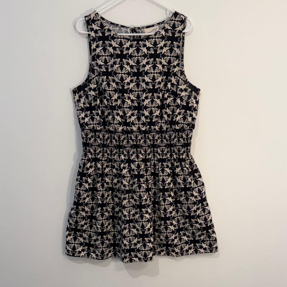 Universal Thread Black/cream bird pattern boat ne… - image 1